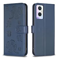 Phone Flip Case Compatible with OPPO A96 5G/Reno 7Z/Reno 8 Four-Leaf Clover Wallet Case,Magnetic PU Leather Flip Folio Case with Credit Card Slot Kickstand Shockproof Phone Case Compatible with A96 5G