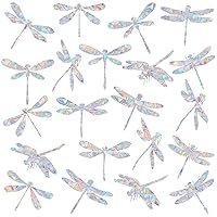 22 Pcs Dragonfly Window Clings - Anti-Collision Window Decals to Save Birds from Window Collisions,Non Adhesive Prismatic Vinyl Window Clings, Rainbow Stickers