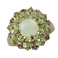 Carillon 1.15 Carat Ethiopian Opal Round Shape Natural Non-Treated Gemstone 925 Sterling Silver Ring Engagement Jewelry (Rose Gold Plated) for Women & Men