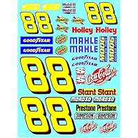 Number 88 Sticker Gang Sheet 4 -Die-Cut to Shape 1/10 Scale White Vinyl R/C Model Decal Sticker Sheet Radio Control Lexan Body - Decorate Your R/c Cars, Boats, Trucks & Other Scale Model Kit.…