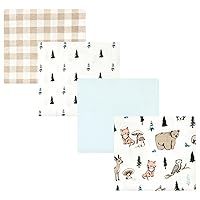 Hudson Baby Unisex Baby Cotton Flannel Receiving Blankets, Boy Woodland Pals, One Size
