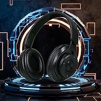 Wireless 5.3 Headphones Over Ear with Microphone - Foldable Active Noise Cancelling Gaming Headphones with Clear Calls 𝐷𝑒𝑒𝑝 Bass Memory Foam Ear Cups, for Home Office Travel (Black)