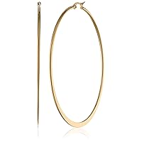 Amazon Essentials Gold Plated or Stainless Steel Flattened Hoop Earrings
