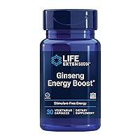 Life Extension Ginseng Energy Boost - Fermented Asian Ginseng Root Extract Supplement Pills – for Power, Stress Release and General Health - Gluten-Free, Non-GMO, Vegetarian – 30 Capsules