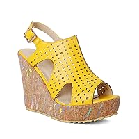 LEHOOR Women Cork Wedge High Heel Sandals Platform Slingback Peep Toe Cutout Breathable Fashion Shoes 4-15 M US