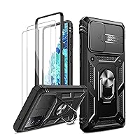 LeYi for Samsung Galaxy S20 FE 5G Case with Slide Camera Cover + [2 Packs] Tempered Glass Screen Protector, Military-Grade Phone Case with Kickstand, Black [NOT FIT S20]