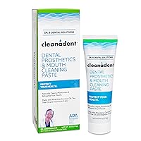 Dr. B Dental Solutions Cleanadent Denture and Gum Toothpaste, ADA Accepted All-Natural Denture Toothpaste for Adults - Removes Odors, Stains and Adhesives - 4 oz