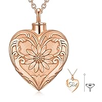 White Gold/Rose Gold/Yellow Gold Cremation Jewelry for Ashes, Personalized Real Gold Tree of Life/Butterfly/Rose Heart Locket Necklace for Ashes to Keep Human Dog Cat in Memory