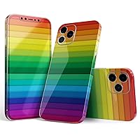 Full Body Skin Decal Wrap Kit Compatible with iPhone 15 Pro Max - Rainbow Striped