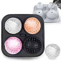 Round Ice Cube Mold Ball, GolfBallShape, 2 Inch Large Ice Cube Molds Silicone, 4 Hole Big Ice Cube Molds & Trays for Cocktails Whisky Coffee Drinks Gaoerf