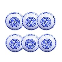 Blue and White Floral Ceramic Dip Bowls Set, Porcelain Dip Mini Bowls Soy Sauce Dish, dipping Bowls, Appetizer side dishes for party, family,set of 6