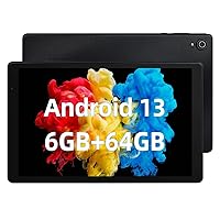 Android 13 Tablet, 10 inch Tablets, 6GB RAM + 64GB ROM(1TB TF) with 8-Core Processor, WiFi, Bluetooth 5.0, 5000mAh Long Life Battery (Black)