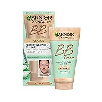 IMPROVED Garnier SkinActive Classic Perfecting All-in-1 BB Cream, Shade Classic Medium, Tinted Moisturiser SPF 15, Brightens and Evens Skin, With Hyal