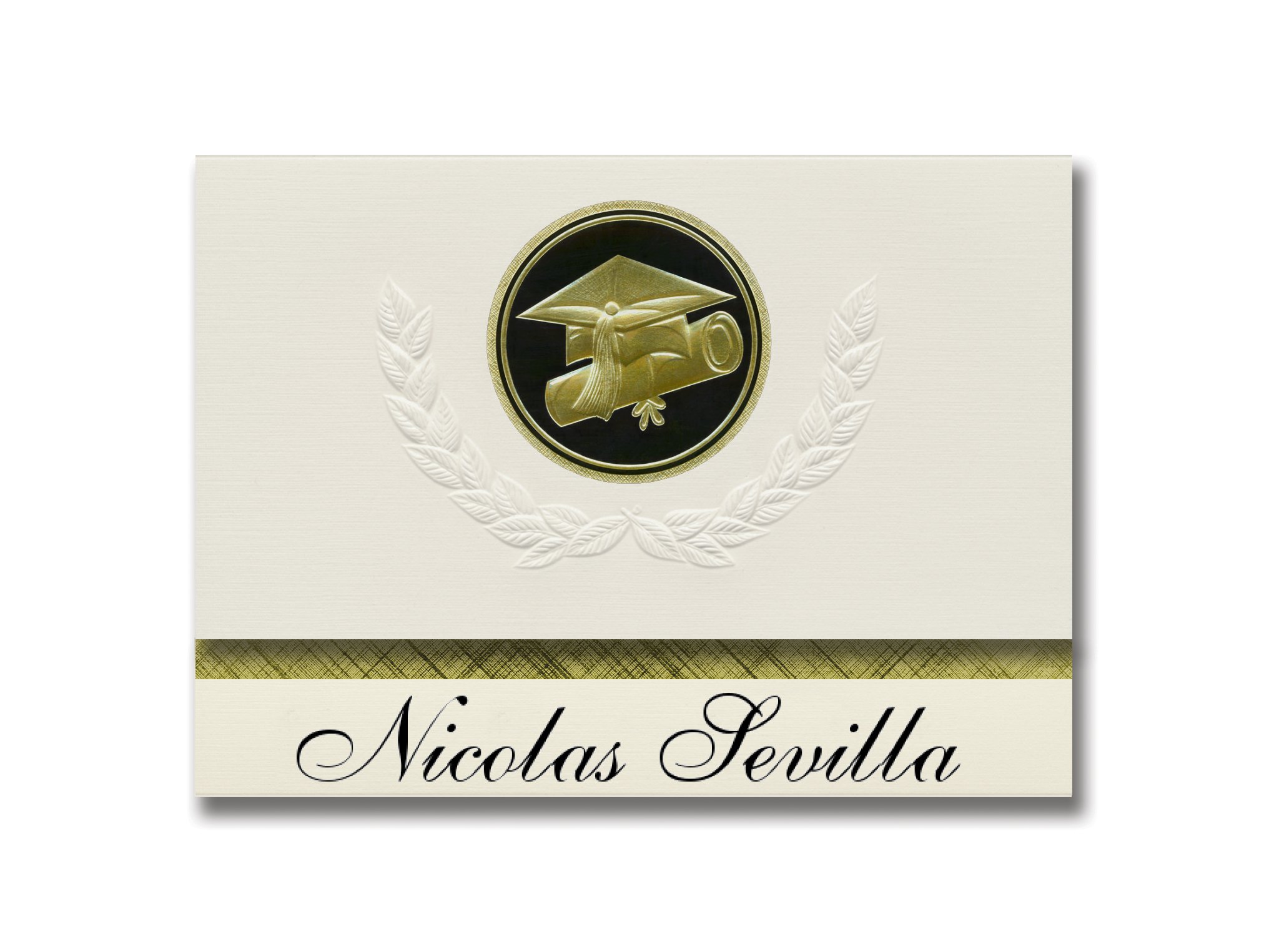 Signature Announcements Nicolas Sevilla (Toa Alta, PR) Graduation Announcements, Presidential style, Basic package of 25 Cap & Diploma Seal. Black ...