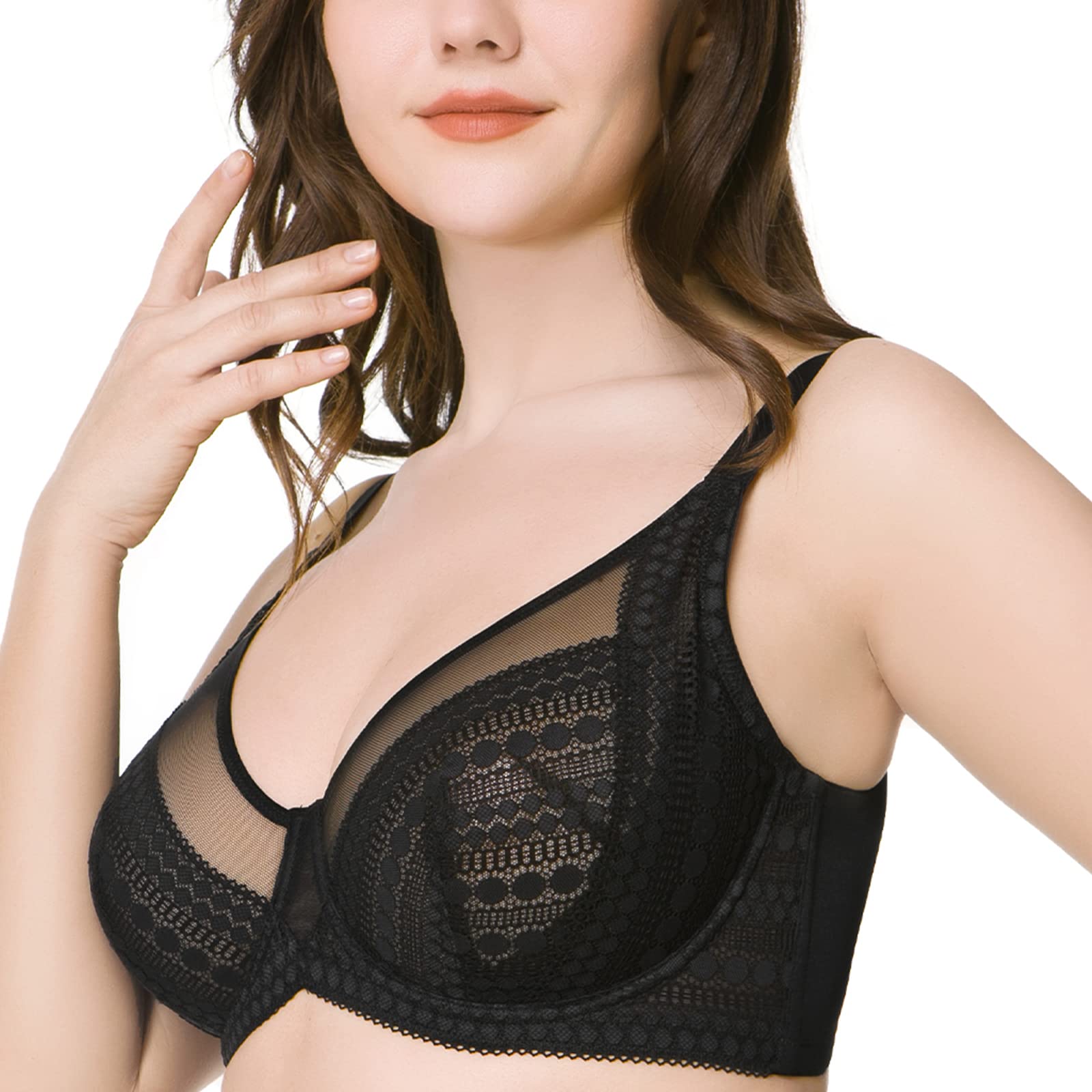 HSIA Lace Minimizer Bras for Women Full Coverage Unlined Underwire  Minimizing Plunge Bra