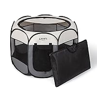 Love's cabin Pet Puppy Dog Playpen, Small Dog Tent Crates Cage Indoor/Outdoor, Portable Playpen for Dog and Cat, Foldable Pop Up Dog Kennel Playpen with Carring Case, Removable Zipper Top, Grey