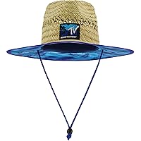 Concept One MTV Beach Hat Straw, Adult Lifeguard Hat Wide Brim with Logo, Large Straw Hat for Men and Women, Natural, One Size