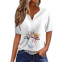 Going Out Tops,Short Sleeve Shirts for Women Sexy V Neck Button Boho Tops for Women Going Out Tops for Women