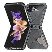Case for Samsung Z Flip 4 5G, Durable Minimalist Ultra Thin Slim Cover Leather Hinge Protective Shockproof Phone Case,Black