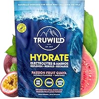 Natural Hydration Powder with Zero Sugar - Vegan Electrolytes + Amino Acids - Recovery Drink for Everyday Use – Post Workout Muscle Support Supplement w/Magnesium (Passionfruit Guava)