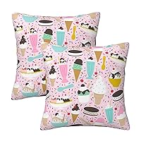 Sweet Ice Cream Print Home Neutral Decorative Throw Pillow Covers Soft Couch 12x12in Throw Pillow Covers