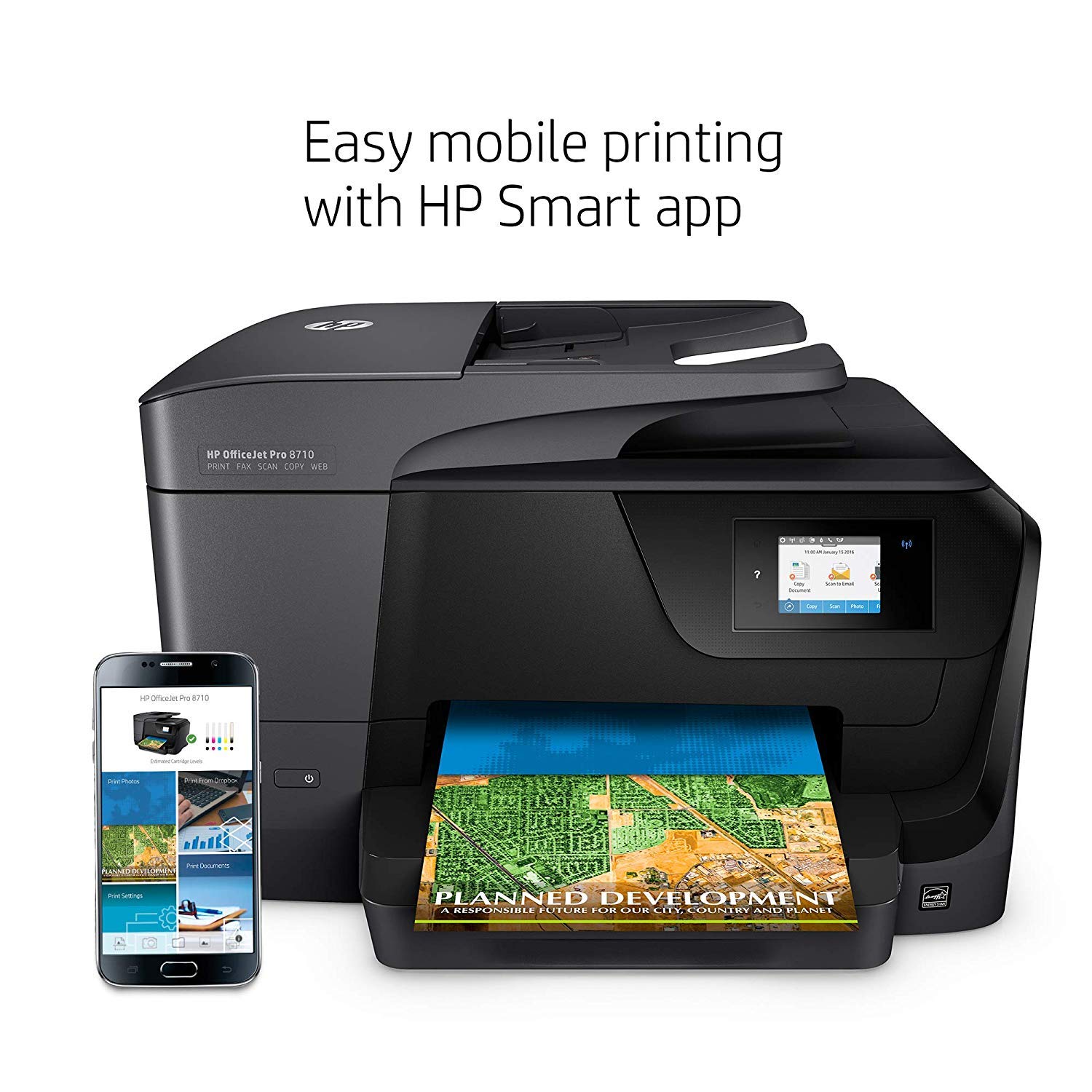 HP OfficeJet Pro 8710 All-in-One Wireless Color Printer, HP Instant Ink or Amazon Dash replenishment ready (M9L66A), Black