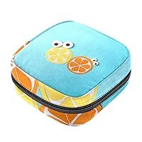 Sanitary Pads Bags, Summer Fruit Cute Eyes Lemon Orange Menstrual Cup Pouch Nursing Pad Holder, First Period Kit Bags for Teen Girls Women Ladies