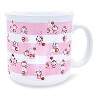 Silver Buffalo Sanrio Hello Kitty Strawberry Milk Ceramic Camper Mug | BPA-Free Coffee Cup For Espresso, Tea, Cocoa | Holds 20 Ounces
