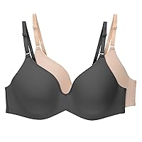 Hanes Womens T-Shirt Bra, Invisible Look Underwire Bra, Adjustable Bra For Women, 2-Pack