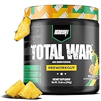 REDCON1 Total War Preworkout - Contains 320mg of Caffeine from Green Tea, Juniper & Beta Alanine - Pre Work Out with Amino Acids to Increase Pump, Energy + Endurance (Pineapple Juice, 30 Servings)