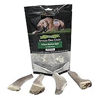 Elk Antler Chews for Dogs | Naturally Shed USA Collected Elk Antlers | All Natural A-Grade Premium Elk Antler Dog Chews | Product of USA, 4-Pack Medium Split