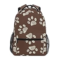 ALAZA Paw Brown Backpack for Women Men,Travel Trip Casual Daypack College Bookbag Laptop Bag Work Business Shoulder Bag Fit for 14 Inch Laptop