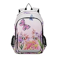 ALAZA Hydrangea Flowers and Colorful Butterflies Laptop Backpack Purse for Women Men Travel Bag Casual Daypack with Compartment & Multiple Pockets