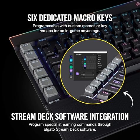 Corsair K95 RGB Platinum Mechanical Gaming Keyboard - 6x Programmable Macro Keys - USB Passthrough & Media Controls - Fastest Cherry MX Speed - RGB LED Backlit - Black Finish