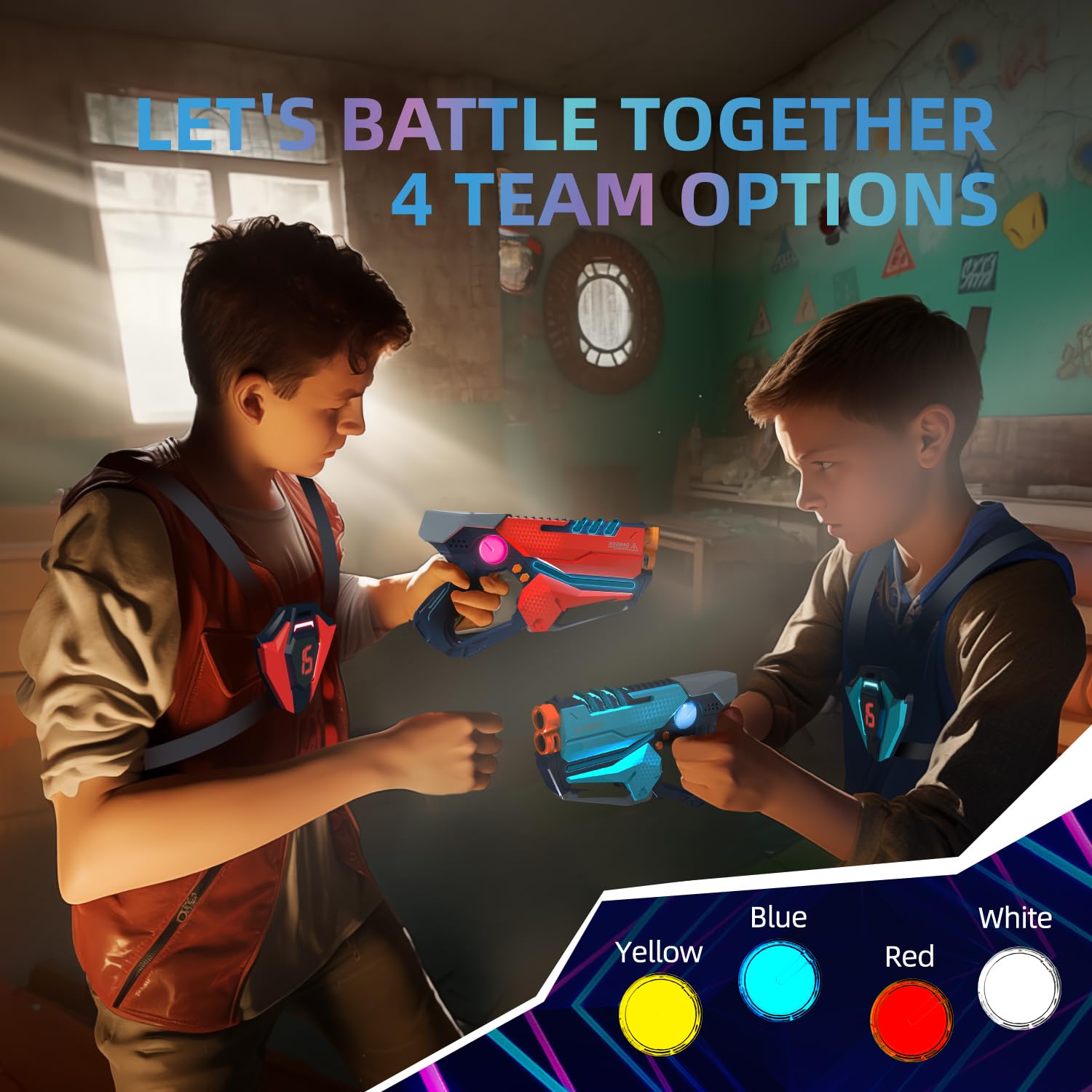 Laser Tag Set of 2, Lazer Tag Game with LED Score Display Vests for Kids,Teens & Adults, Birthday Gift Toys for Kids Ages 8 9 10 11 12+Year Old Boy & Girls