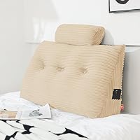 Headboard Wedge Pillow with Neck Roll Pillow Large Headboard Pillow Twin Wedge Pillow Headboard Soft and Supportive Bed Rest Reading Pillows for Sitting in Bed with Removable Cover