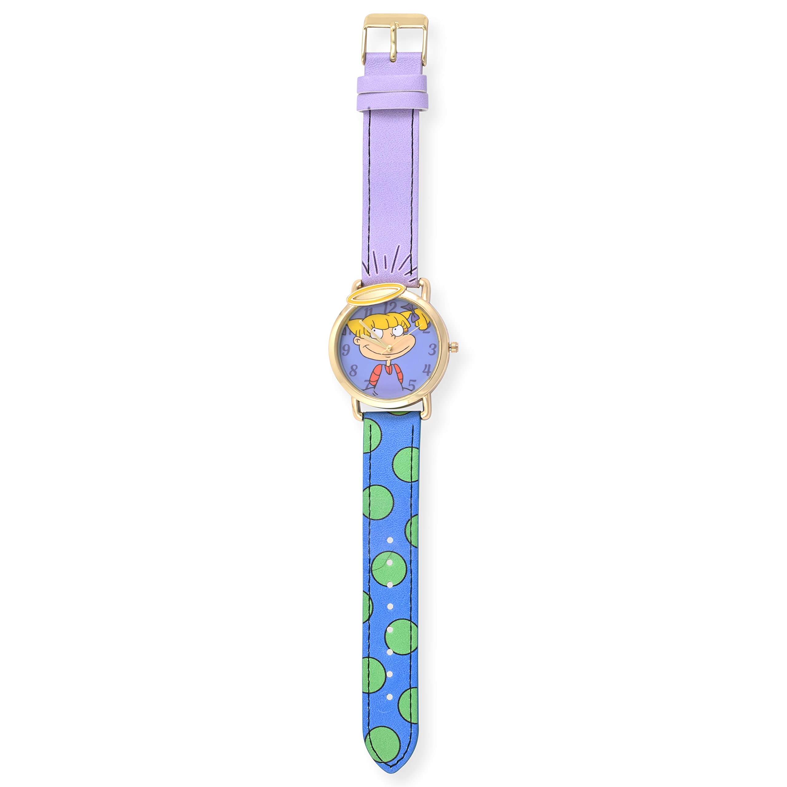 Accutime Nickelodeon Rugrats Adult Women's Analog Watch - Faux Leather Strap, Glass Dial Face, Mattle Case, Female, Analog Wrist Watch in Multi and Purple (Model: NIC5024AZ)