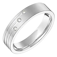 Lene stunning comfort fit 5 millimeters wide 10K white gold with three diamonds band for him or her