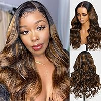 Beauty Forever 7x5 Bye Bye Knots 2.0 Balayage Brown Highlight 3D Body Wave Lace Front Wig Put on and Go Glueless Wigs with Pre-Bleached Pre Plucked Pre Cut HD Lace Wig for Women 150% Density 18 Inch