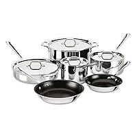 All-Clad D3 3-Ply Stainless Steel Nonstick Cookware Set 10 Piece Induction Oven Broiler Safe 600F Pots and Pans Silver