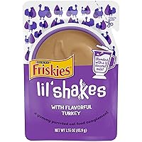 Purina Friskies Wet Pureed Cat Food Topper, Lil' Shakes With Flavorful Turkey Lickable Cat Treats - (Pack of 16) 1.55 oz. Pouches