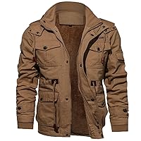 Mens Military Jackets Thick Sherpa Lined Stand Collar Tactical Jacket Combat Windbreaker Coat Winter Jacket For Men