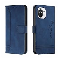 Cellphone Flip Case Compatible with Xiaomi Mi 11 Lite Wallet Case ,Shockproof TPU Protective Case,PU Leather Phone Case Magnetic Flip Folio Leather Case Card Holders Protective Case ( Color : Blue )