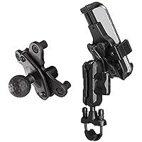 Motorcycle Phone Mount Holder with Vibration Dampener, Aluminum Arm and Base, Compatible with iPhone 14 Pro Max/13/12, Galaxy S23+/23 and More, Fits Bike Handlebar and Harley Davidson