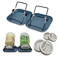 Sprouts Growing Kit, 4 PCS Stainless Steel Sprouting Lids,2 Sprouting Stands,Sprouting Tray,Label sticker,Sprouts Growing Kit for Broccoli,Mung Bean,Alfalfa