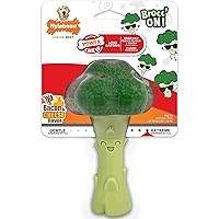 NYLABONE Broccoli Dog Toy Power Chew – Cute Dog Toys for Aggressive Chewers – with a Funny Twist! Bacon & Cheese Flavor, Large/Giant
