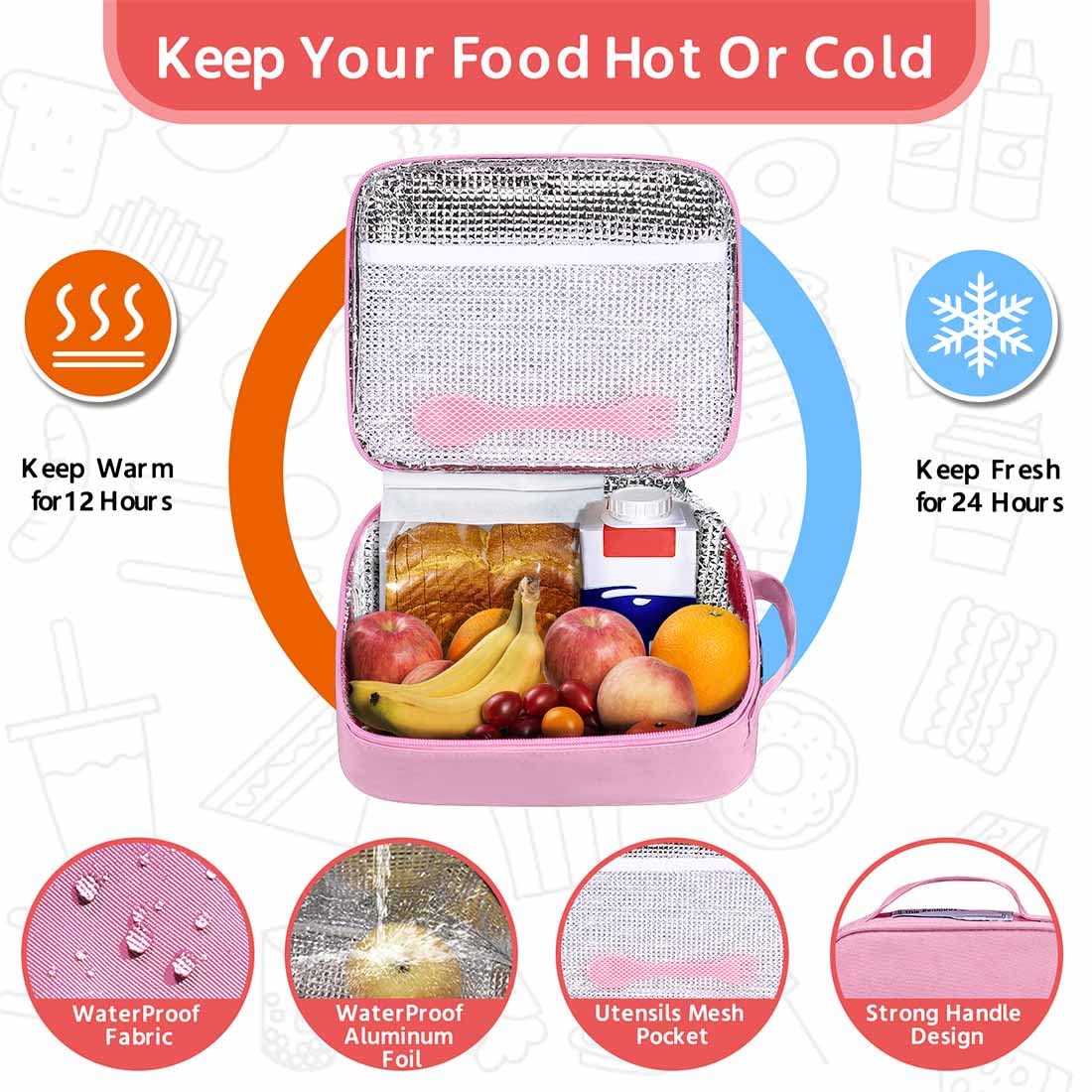 MAISON HUIS Bento Lunch Box for Kids With 8oz Soup Thermos, Leakproof Lunch Compartment Containers with 4 Compartment, Thermos Food Jar and Lunch Bag, BPA Free,Travel, School(Mermaid)