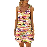 Funny Polka Dots Sundress for Women 2024 Summer Casual Sleeveless Tunic Mini Dress Trendy Loose Fit Tank Dresses