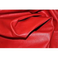 RED Genuine Leather, Real Lambskin Hides, Soft Finish Sheepskin Bookbinding Cloth Fabric Craft Material 5-6 Sqt 0.5-0.6 mm get a Full Skin Piece of 4