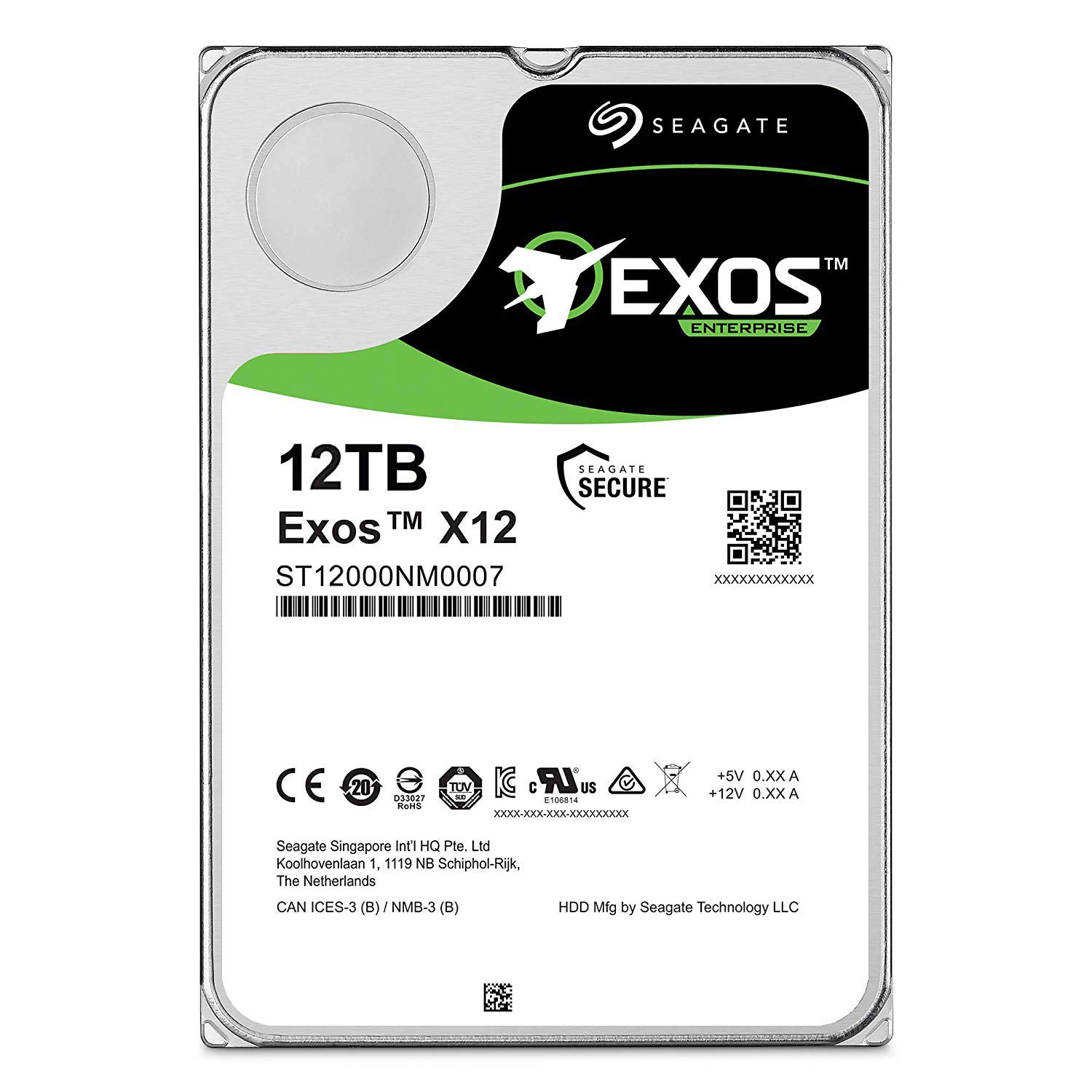 Seagate Exos 12TB Internal Hard Drive Enterprise HDD – 3.5 Inch 6Gb/s 128MB Cache for Enterprise, Data Center – Frustration Free Packaging (ST12000NM0007)